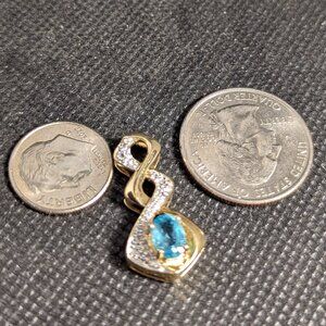 Bright Blue Apatite 14k Gold Unique Statement Necklace 3.6 gyellow gold